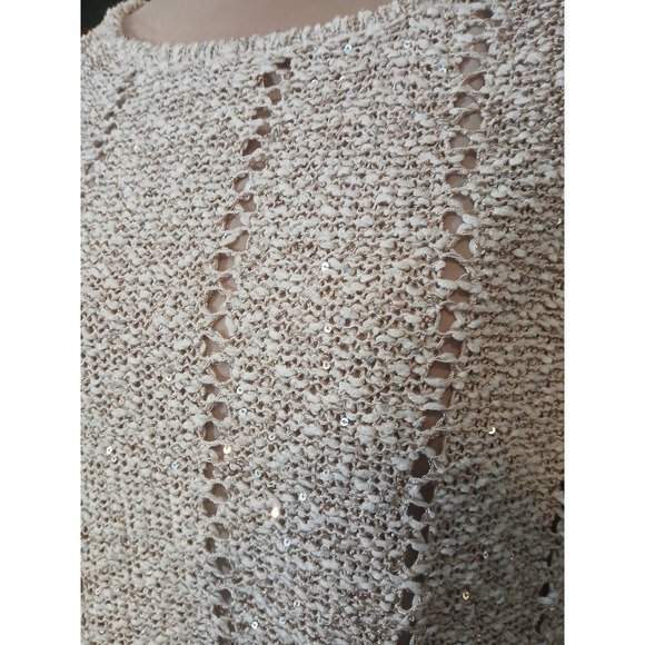 Simply Couture Womens Cream Knit Sweater Sequin Long Sleeve Top  Lagenlook XL - Picture 2 of 12